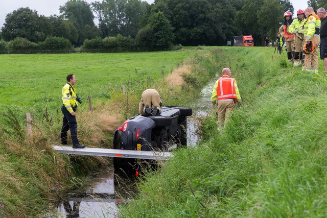 Auto in de sloot door ongeval