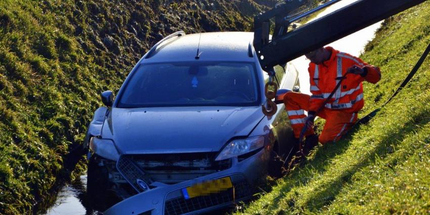 Automobilist belandt met auto in de sloot op de N33 bij Noordbroek