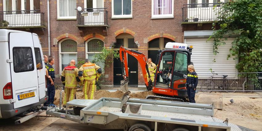 brandweer, graafmachine, werkzaamheden