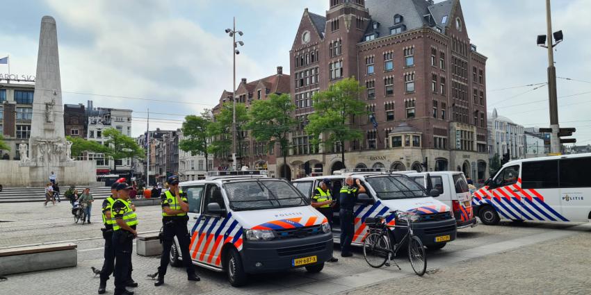 Veel politie aanwezig op de Dam