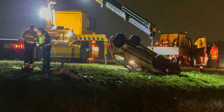 Auto in sloot terechtgekomen bij A7 ter hoogte van Harkstede