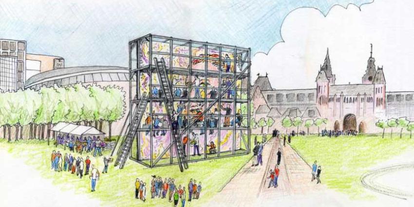 Selfie van Van Gogh met 50.000 dahlia's op Museumplein 