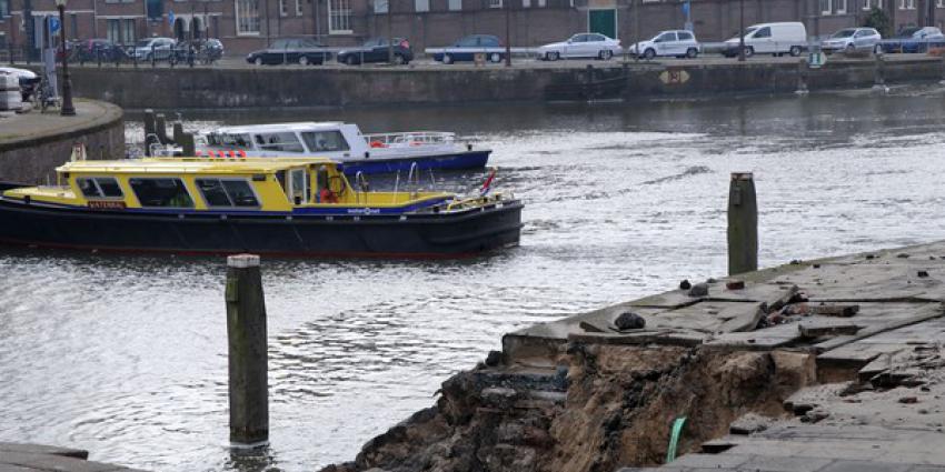 Deel van Amsterdamse kademuur ingestort 