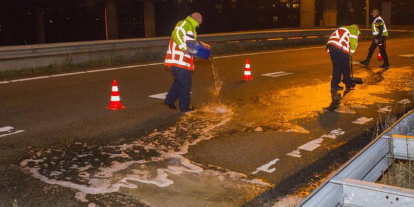 Motorrijder onderuit op afrit A4