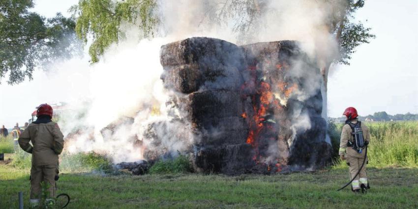 hooibalen in brand