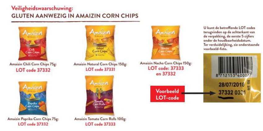 Allergiewaarschuwing Amaizin Corn Chips
