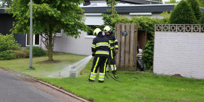 Gasfles vat vlam in Boxtel