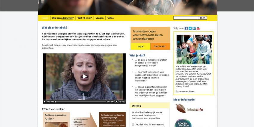 Foto van website watziterintabak.nl | RIVM/Trimbos