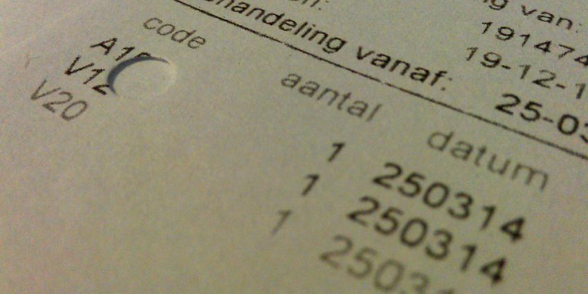 Foto van zorgnota declaratie code | Archief EHF