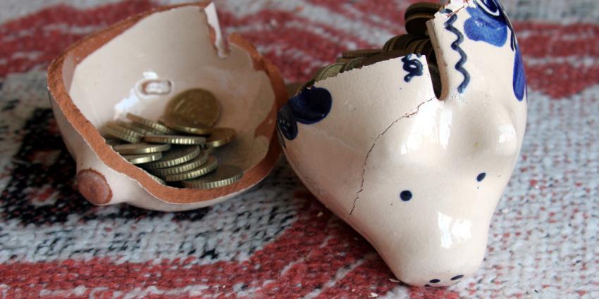 Spaarvarken die kapot is