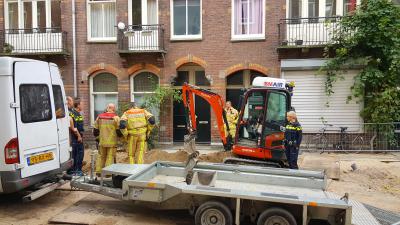 brandweer, graafmachine, werkzaamheden