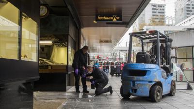 Archief foto van een ramkraak