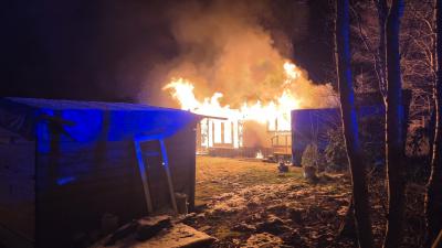 Stacaravan volledig in brand