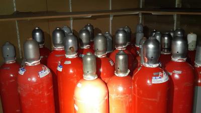 Gasflessen met waterstof