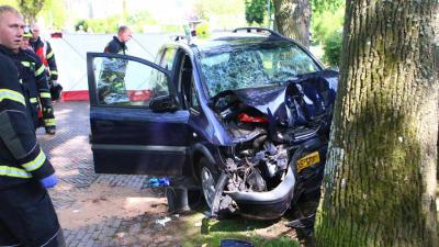 Twee gewonden bij auto tegen boom