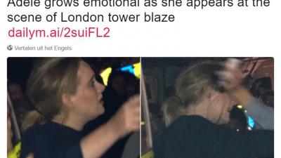 Adele bezoekt wake voor de slachtoffers van de brand in west-Londen