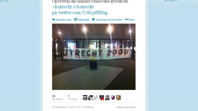 Foto van doodskist voor FC Utrecht stadion | Twitter