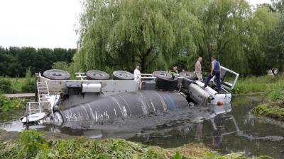 Betonmixer in de sloot