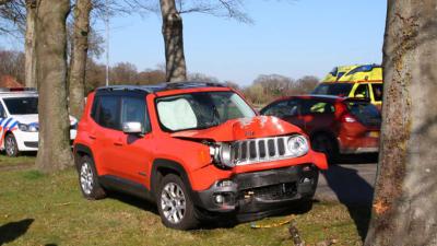 De onfortuinlijke bestuurder moest uitwijken voor een tegenligger en kwam daarbij in de berm terecht. Vervolgens verloor de automobilist de macht over het stuur en knalde vol op een boom.  Niemand raakte gewond. De auto, die met de voorkant vol op de boom