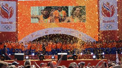 Olympische sporters gehuldigd in Amsterdam