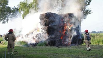 hooibalen in brand