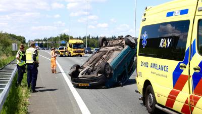 Auto op zijn kop