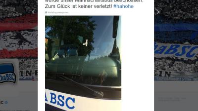 Vandalen beschieten bus Hertha BSC 